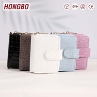 Hongbo dompet kartu multifungsi, dompet Mini kulit buaya 7 warna baru untuk kunci, uang tunai, uang sebagai hadiah Natal/Sekolah