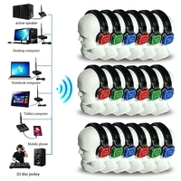 Casque sans fil circum-auriculaire RGB à réduction de bruit avec bandeau en maille, pour Silent Disco, DJ, double module, 3 canaux, avec émetteur