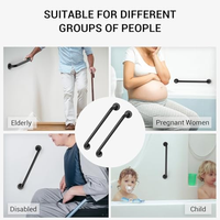 Barre d'appui noire de 16 pouces en acier inoxydable pour douche, avec vis dissimulées, barre de soutien pour personnes âgées