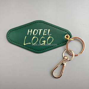 Tùy chỉnh logo dập nổi PU da motel móc khóa | trống phòng khách sạn thẻ chìa khóa với móc kim loại - Product Image 5