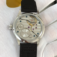Montre de luxe personnalisable 44mm 24mm à remontage manuel lumineuse analogique mécanique montre pour homme bracelet en cuir GR0831-25 en verre