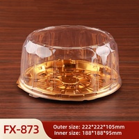 Boîte à gâteau en plastique PET jetable de 7 pouces carrée, dorée, noire, blanche, avec couvercle en dôme transparent, parois épaisses, personnalisable, pour gâteau au fromage