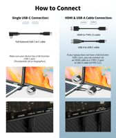 Avec support rotatif FHD IPS 15.6 "USB Type-C Single One Cable Extra Removable Extender Moniteur d'ordinateur portable