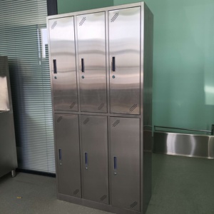 Casillero de Acero Inoxidable de 6 Compartimentos para Empleados, con Techo Plano, Ventilación, Puerta Ranurada, Barra para Ropa, Cerradura con Llave, para Laboratorio - Product Image 4