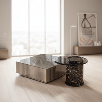 Table basse multifonctionnelle pliable et rétractable en verre trempé, design français, luxe léger, motif zèbre rayé, meuble TV