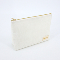 Pochette à fermeture éclair en toile de coton avec logo personnalisé pour maquillage sacs organisateur de bonbons en nylon ouverts de style à la mode en tissu de jute naturel