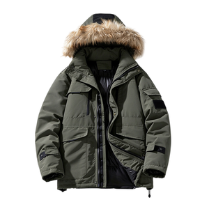 Custom Logo Tactical <b>Winter</b> Parka <b>Mens</b> Heavyweight Fur Hood Puffer Jacket Wholesale Cargo Multi Pocket <b>Coat</b> TKAN1095 - Product Image 1