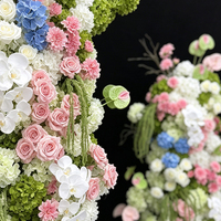 Arche florale de mariage style frais, combinaison d'hortensias roses, bleus et blancs, accessoire floral artificiel pour banquet de mariage et photos