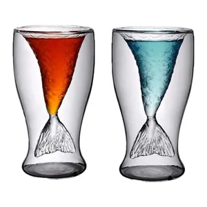 Индивидуальная стеклянная чашка русалки ручной работы, чашка для мороженого, двухслойная чашка для красного вина, 100 мл