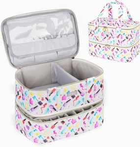 Free Sample <b>Nail</b> <b>Polish</b> Organizer Case Double-Layer <b>Nail</b> <b>Polish</b> <b>Storage</b> Bag with Adjustable Dividers For Women - Product Image 6