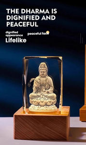 Boule <span class=keywords><strong>de</strong></span> cristal 3D sculptée à l'intérieur, lampe <span class=keywords><strong>de</strong></span> nuit avec base en bois massif, Guanyin Bodhisattva, dieu indien, ornements bouddhistes, cadeaux - Product Image 4