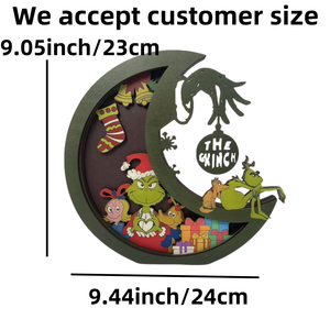 Décoration <span class=keywords><strong>de</strong></span> cheminée <span class=keywords><strong>de</strong></span> Noël en bois imprimée UV, motif lune et Grinchmas, personnages artisanaux sur pied - Product Image 3