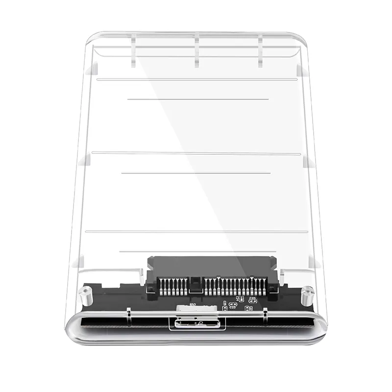 USB3.0 removable hard disk Box 2.5-inch SATA External HDD Enclosure Transparent Case mechanical sliding cover round edge