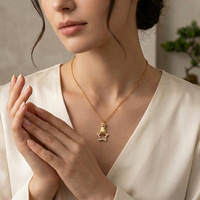 Bijoux de mode pour femmes, collier avec pendentif en forme de cœur en acier inoxydable imperméable, chaîne en bambou plaquée or 18 carats, accessoires tendance pour femmes