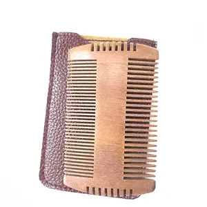 Sandalwood comb with a leather packaging box multi color optional four sided men and women practical beard comb