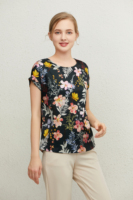 Blusas de Seda de Manga Corta para Mujer, Camisas Formales para Dama, Tops de Satén Elástico, Túnica de Trabajo de Oficina, Ropa Femenina
