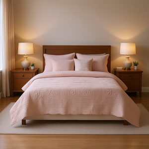 Juego de Funda Nórdica Reversible de 6 Piezas con Borde Festoneado, Ropa de Cama Acolchada de Algodón para el Hogar - Product Image 2