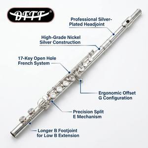 Flûte en Do à 17 clés, à trous ouverts, avec système B Foot Split E Offset G, en cupronickel plaqué argent, pour joueur professionnel et enregistrement en studio - Product Image 5