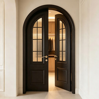 Portes d'entrée doubles battantes en bois composite, style français vintage, étanches et insonorisées, pour usage domestique