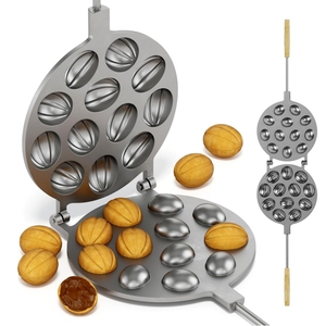 Electric Walnut Cookie/Waffle Maker - 750W Non-Stick Oreshnitsa Maker, Makes 12 Cookies At Once