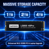 Disque SSD interne Lenovo LS800 40Pro M.2 2280 PCIe Gen4 NVMe 1 To 2 To 4 To 7000 Mo/s pour console PS5, ordinateur portable et PC de jeu