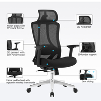 Fauteuil de Bureau Ergonomique NOEL à Dossier Haut, Siège en Tissu avec Support Lombaire, Maille Réglable, Chaise de Bureau Professionnelle