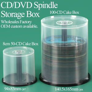 Caja de Almacenamiento para Discos CD/DVD SUNSHING OEM ODM, Tipo Pastel, de Plástico, con Capacidad para 10, 25, 50, 100 Discos, Transparente, con Base Negra - Product Image 1