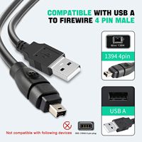 Câble de synchronisation IEEE400 1394 Firewire USB AM vers 4P avec gaine en PVC pour caméra d'imprimante d'ordinateur et connexion de carte son
