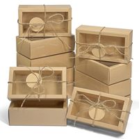 Boîte cadeau en papier kraft imprimée sur mesure avec fenêtre translucide, emballages écologiques semi-transparents pour bonbons, bijoux, savon