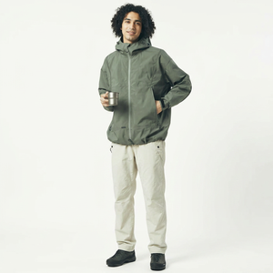 Veste coupe-vent à capuche coupe-vent légère pour hommes avec col montant tissu en toile 100% coton - Product Image 1