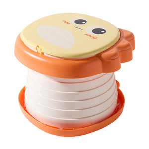 Pot de toilette pliable pour enfants, jaune citron, design de dessin animé, toilettes de voyage portables avec sac de rangement et doublures jetables - Product Image 2