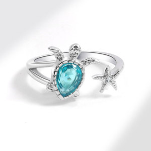 <span class=keywords><strong>Anillo</strong></span> Abierto KABA Jewelry con Circonita, Zafiro y Diseño <span class=keywords><strong>de</strong></span> <span class=keywords><strong>Tortuga</strong></span> Marina y Estrella <span class=keywords><strong>de</strong></span> Mar - Product Image 3