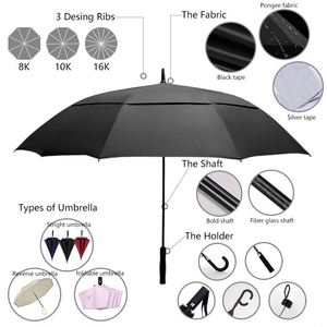 Promotional Gift Double Layer Straight Handle 30 Inches <b>Umbrella</b> Advertised Business Windproof 8 Strong Ribs Golf <b>Umbrella</b> - Product Image 6