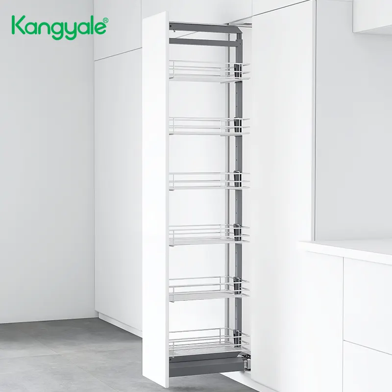 Kangyale Guangzhou Morden Tall Pantry Unit Chromed Wire Storage Basket Pantry Organization And Storage for Kitchen