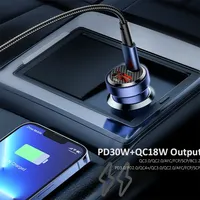 Chargeur de voiture USB C 100W, adaptateur d'alimentation de voiture 2 ports USB-C et USB-A, charge rapide PD/QC, allume-cigare pour iPhone, Galaxy