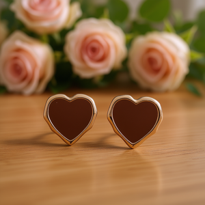 Boucles d'oreilles en forme de cœur plaqué or rose pour femmes, bijoux en alliage, cadeau de mode, couleur rouge - Product Image 2