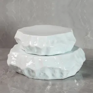 Yayu High Temperature Production Dishwasher Safe Ceramic White Bamboo Shoots Shape Dinner Dish Catering Plates Porcelain