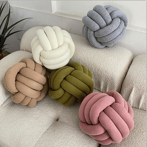 Cojín de bola anudada de cuerda de tres hebras de Color sólido, cojín de sofá de hilo tejido a mano, cojín de ventana tejido a mano - Product Image 5