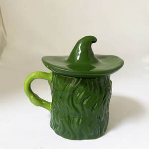 Tazas de Café de Cerámica con Diseño Creativo 3D de Fantasma Verde, Tazas de Leche de Porcelana Pintadas a Mano Personalizadas para <span class=keywords><strong>Halloween</strong></span>, <span class=keywords><strong>Taza</strong></span> de Cerámica con Tapa, OEM ODM - Product Image 4