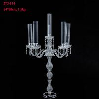 Portavelas Acrílico Transparente, Centro de Mesa Decorativo, Portavelas con Corte de Diamante, Portavelas de 88 cm, Global Elite