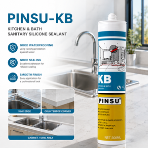 Mastic sanitaire imperméable et anti-moisissure KB pour cuisine, salle de bain, douche, <span class=keywords><strong>baignoire</strong></span>, évier, adhérence forte, silicone - Product Image 2