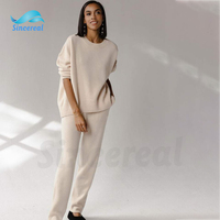 Sincereal vêtements de détente pour femmes femmes tricoté laine cachemire vêtements de salon ensemble femmes pull tricot deux pièces ensemble