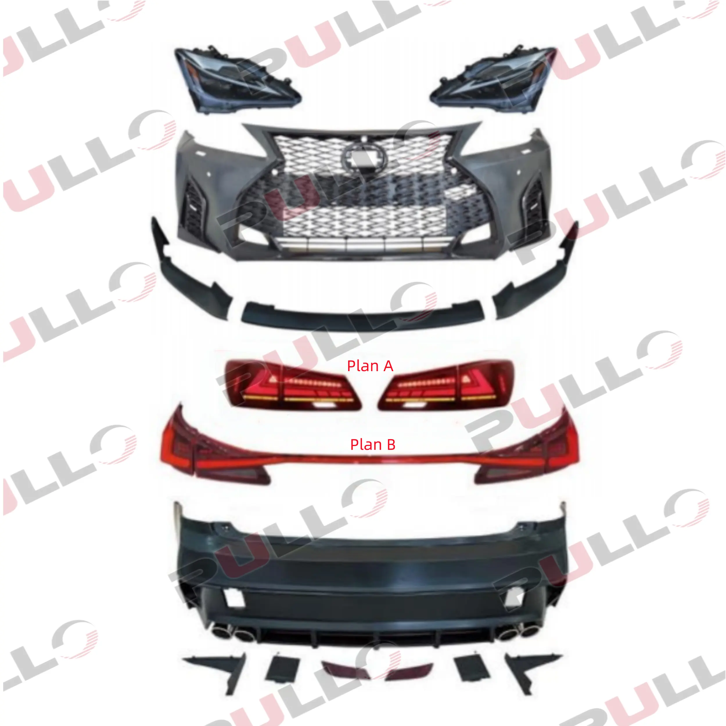 Für Lexus IS250 2006-2012 Upgrade auf 2021 Modell Body Kit gehören vordere und hintere Stoßstangen Kühlergrill Scheinwerfer Rücklichter