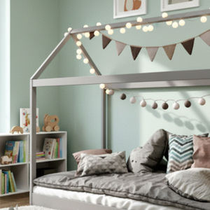 Cama Infantil <span class=keywords><strong>de</strong></span> Madera con Forma <span class=keywords><strong>de</strong></span> <span class=keywords><strong>Casa</strong></span>, Muebles para Dormitorio Infantil, Cama Individual para Niños Pequeños con Toldo - Product Image 3