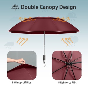 Smart Modern Portable <b>Windproof</b> 3-Fold Automatic <b>Umbrella</b> with Metal Frame 190T Pongee for Outdoor Use - Product Image 2
