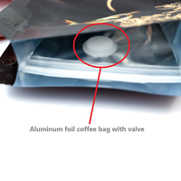 Emballage de café mat personnalisé, sac à fond plat avec valve, résistant à l'humidité et aux odeurs