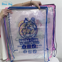 Sac de rangement pour poupée à cordon de serrage transparent imperméable d'usine, sac en plastique PE à cordon de serrage