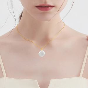 Pendentif carré en jade néphrite naturel, or 18 carats, bijoux pour femmes, design original, cadeau avec certificat d'évaluation D544 - Product Image 4
