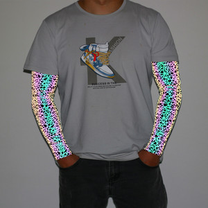 Braga con estampado de rayas de cebra para bicicleta, Arco Iris reflectante, hi visible, para ciclismo de montaña o de descenso, manga a prueba de sol - Product Image 3