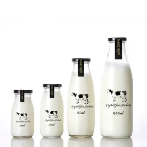 Botella de leche vacía con tapa de Metal, 200ml, 250ml, 500ml, 1000ml